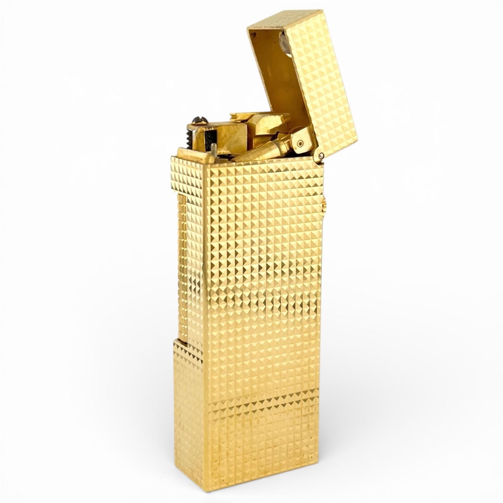 美品△Dunhill ダンヒル スクエア ダイヤモンド柄 ローラー式 喫煙具