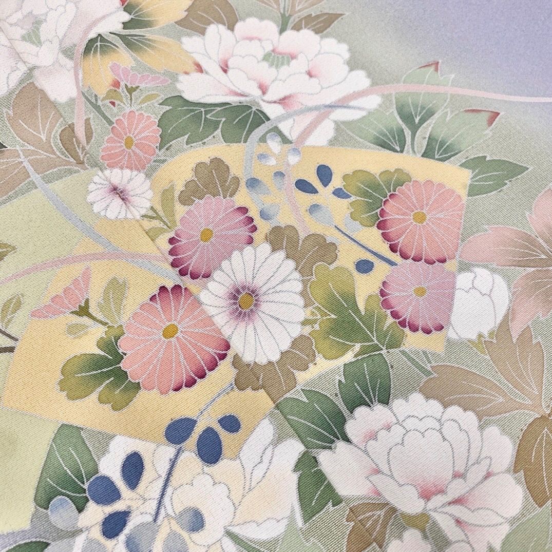 訪問着　加賀友禅　作家もの　前幅27cm 美品 逸品 上品 京加賀友禅 作家物 正絹 訪問着 k1257 - メルカリ