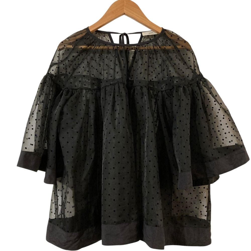 美品 yori ヨリ ドットオーガンジーブラウス YR1921-014SP サイズF 