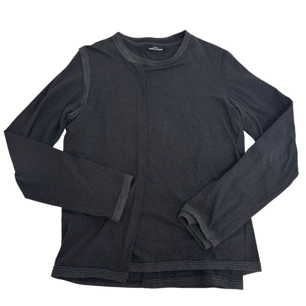 良品 tricot COMME des GARCONS トリココムデギャルソン AD2004 コットン レイヤード アンサンブル風 カットソー グレー レディース 古着 中古 USED 良品 tricot COMME des GARCONS トリココムデギャルソン AD2004