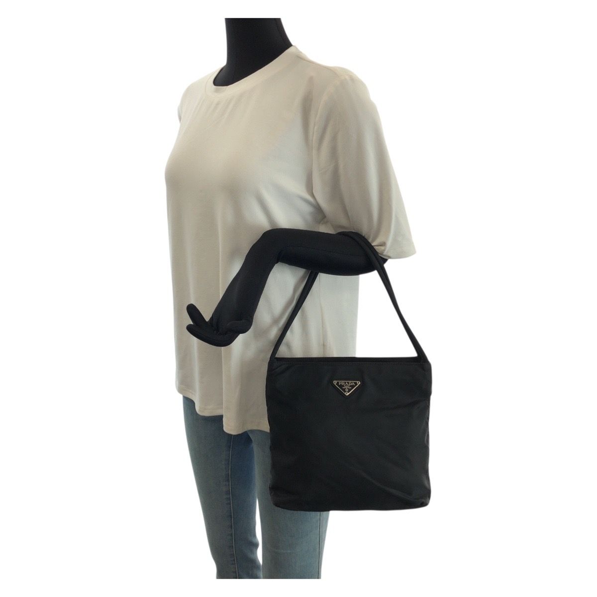 美品 PRADA プラダ テスート 三角ロゴプレート ブラック 黒 美品 PRADA プラダ テスート 三角ロゴプレート ブラック 黒