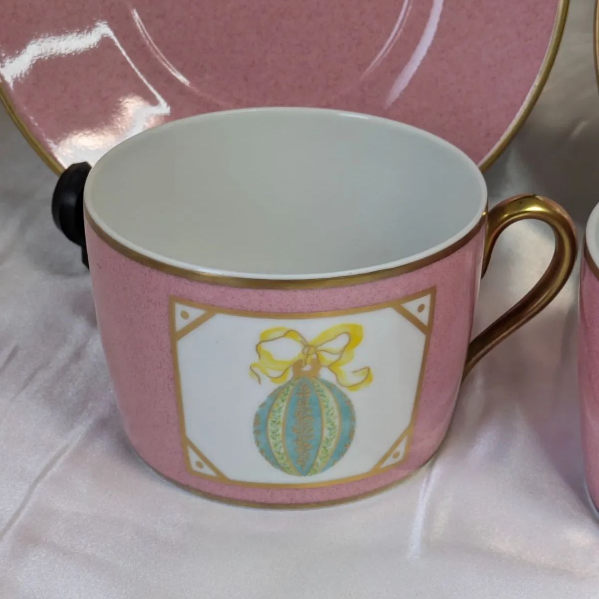 フランス製 リモージュ 蓋付き スーピエール 27cm ピンク 金彩