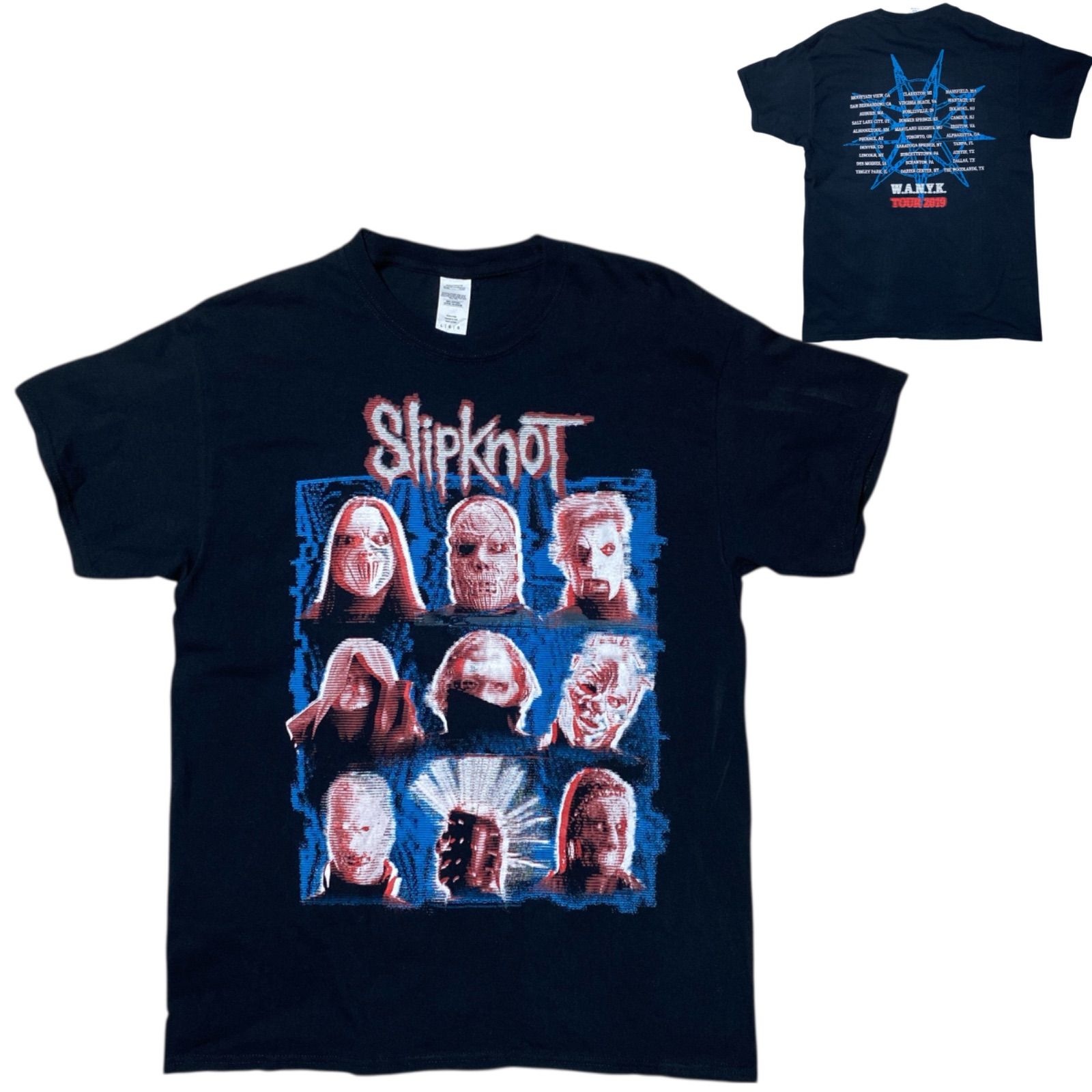 Heavy Metal Band Slipknot Slipknot 2019 Tour T 9 Member Graphic Mask Grid Van T Logo Vintage Item Black Black T Shirt Womens Unisex Mens Vintage Short Sleeve CHM