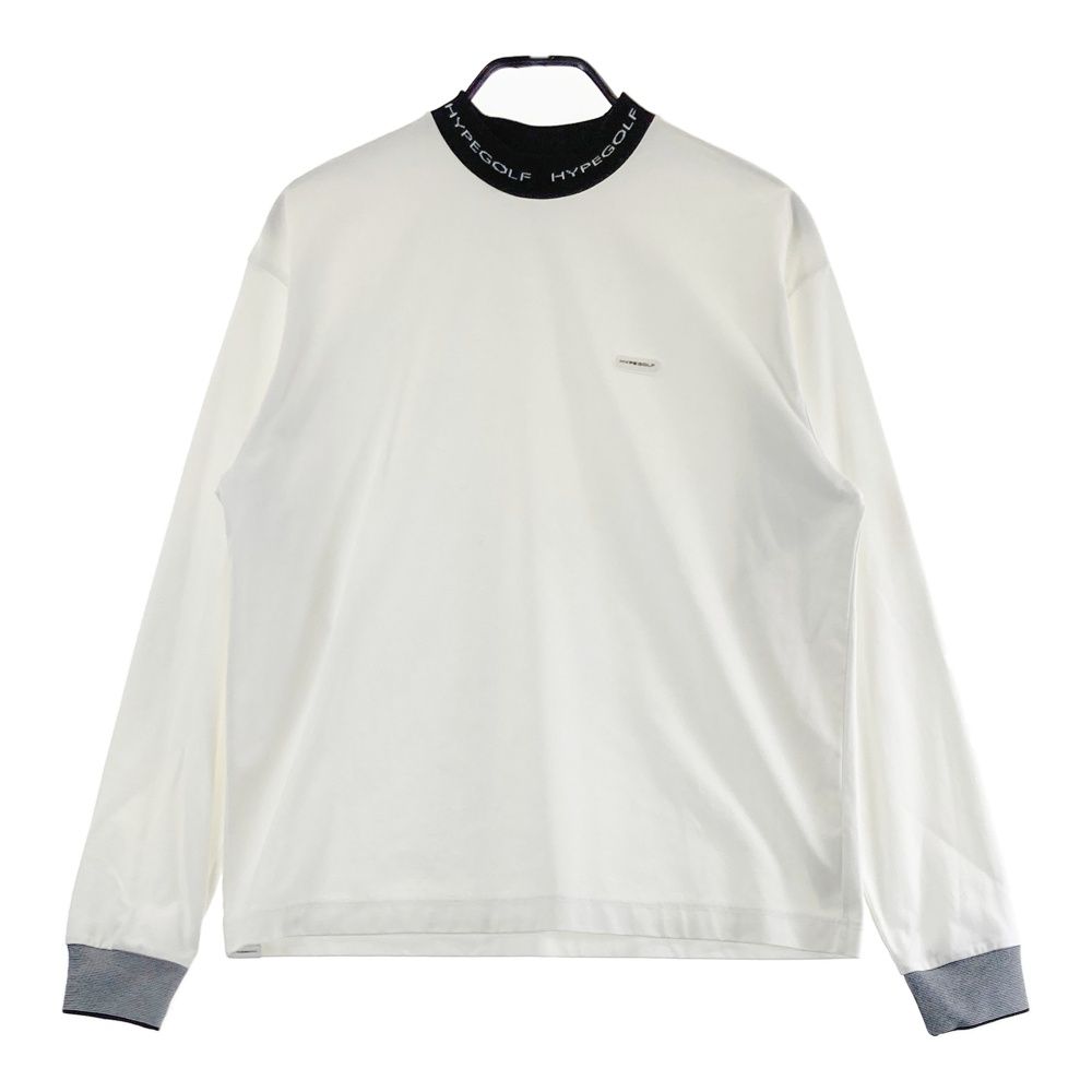 サイズ：M HYPEGOLF ハイプゴルフ モックネック 長袖Tシャツ ホワイト