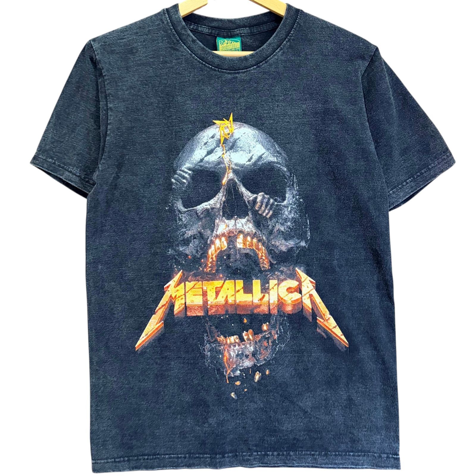 新品 メタリカ バンドTシャツ M 墨黒 スカル 骸骨 ロックT バンドT 