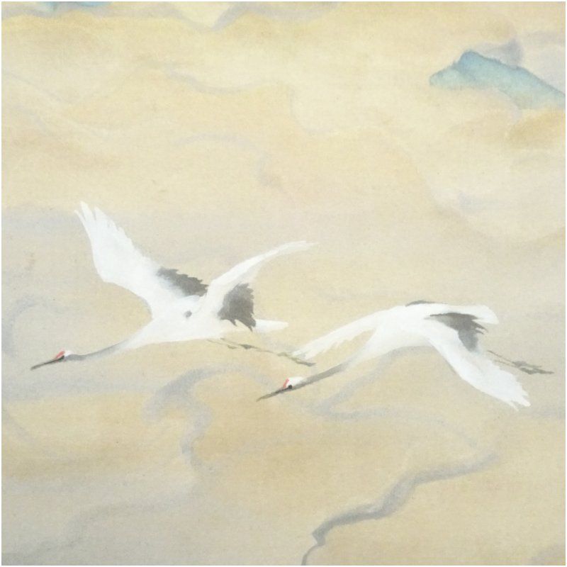 川端龍子　「鶴」　水墨画　落款印付き 川端龍子 「鶴」 水墨画 落款印付き 【公式通販】