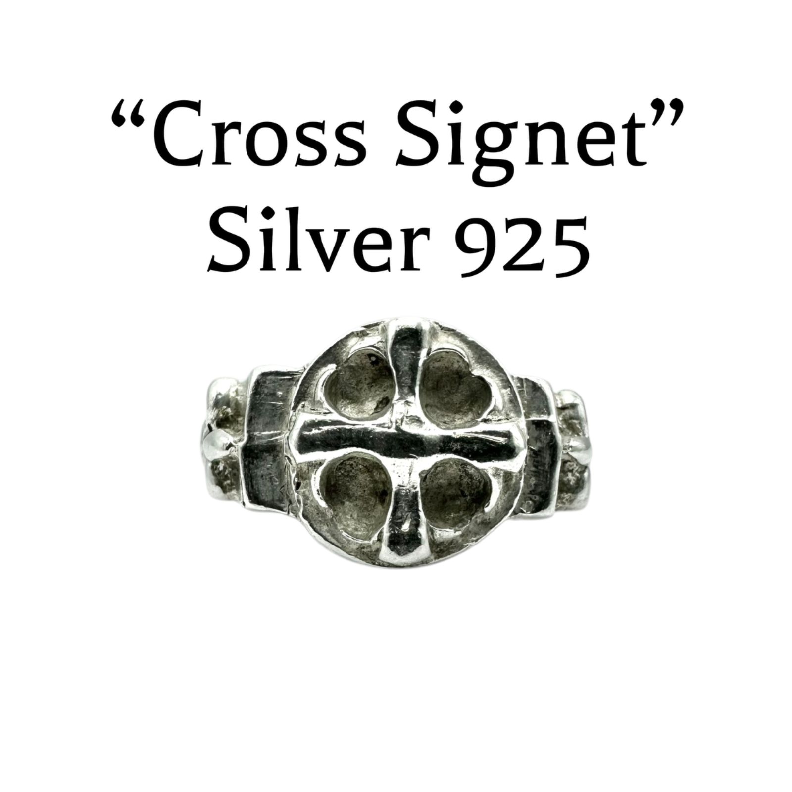 抜群の重厚感】クロス シグネット 十字 Silver 925 刻印 90s Vintage 