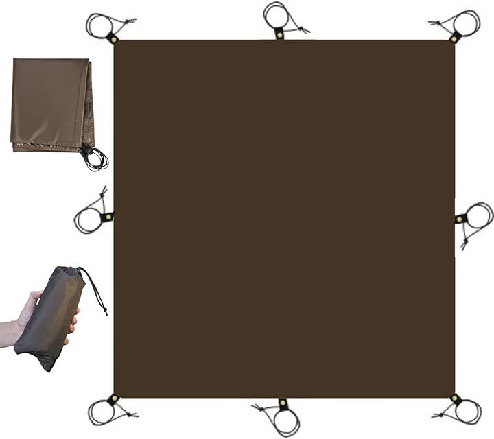 LUHANA Japanese Brand Ground Sheet Tent Sheet Water Resistant 5000 mm Leisure Sheet Waterproof Thick Lightweight Compact Outdoor Camping Mountaineering Rubber Loop with Grommets (Brown, 270x270)