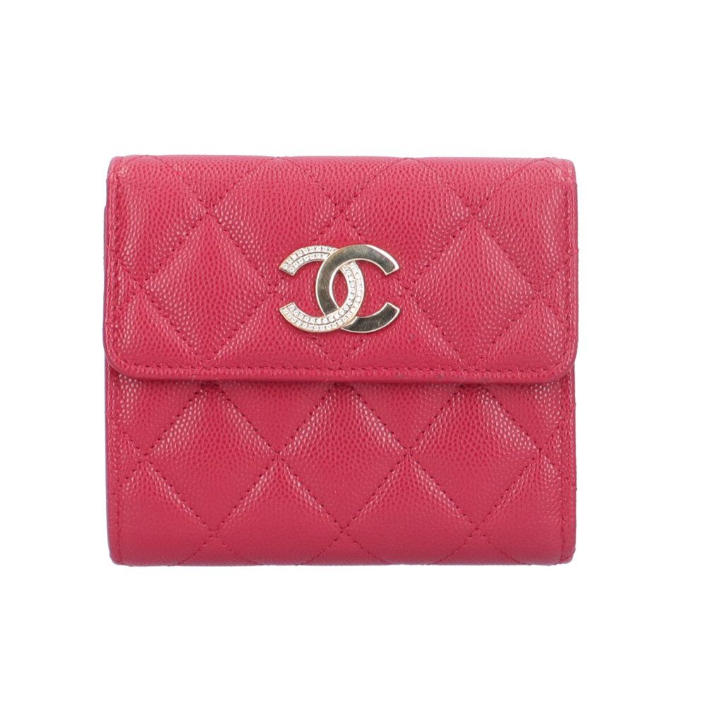 シャネル マトラッセ 三つ折り財布 キャビアスキン レディース CHANEL