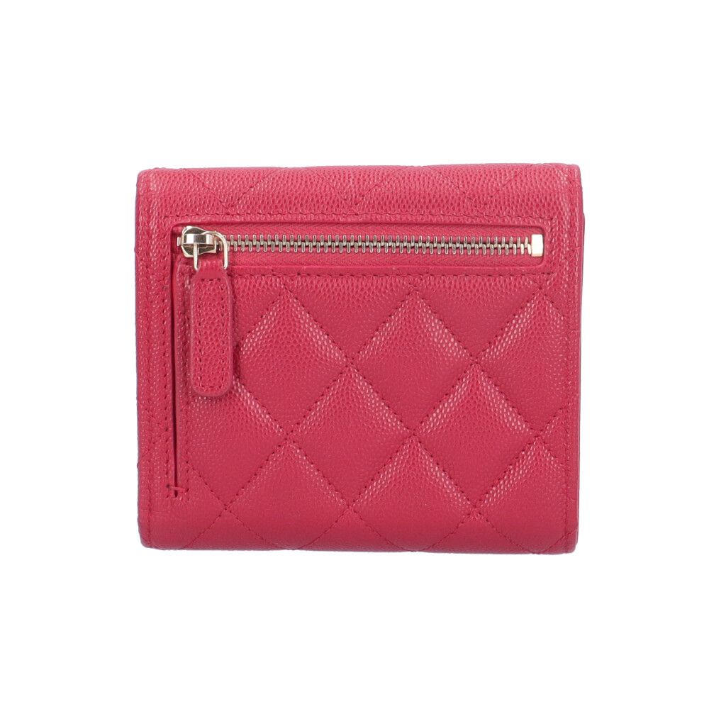 シャネル マトラッセ 三つ折り財布 キャビアスキン レディース CHANEL