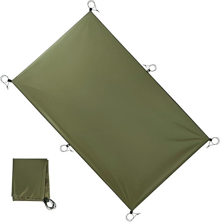 LUHANA Japanese Brand Ground Sheet Tent Sheet Water Resistant 5000 mm Leisure Sheet Waterproof Thick Lightweight Compact Outdoor Camping Mountaineering Rubber Loop with Grommets (Army Green, 210x145)