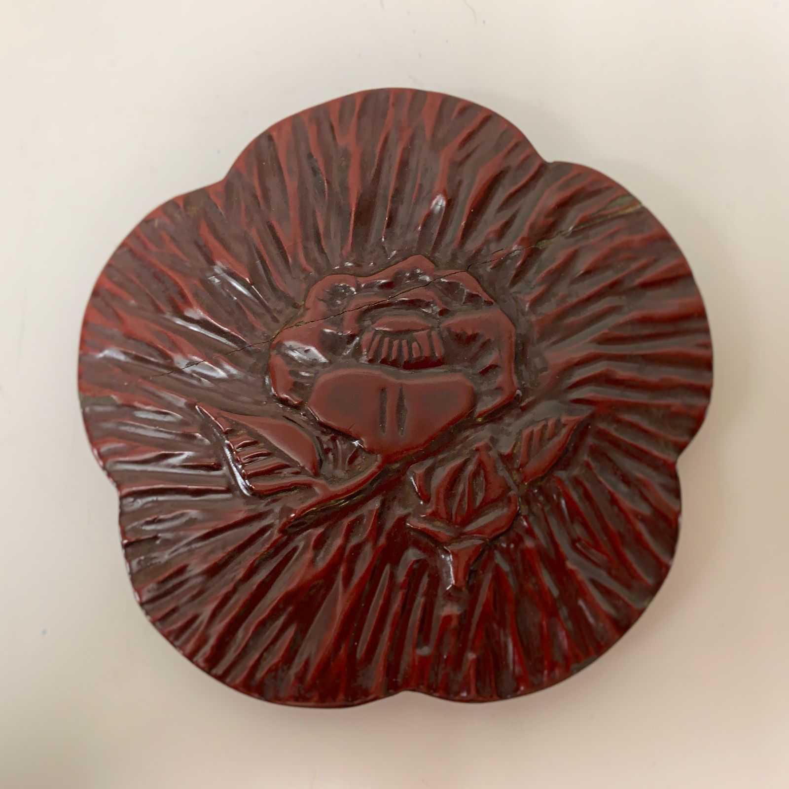 菓子皿 牡丹 鎌倉彫 集090726堆朱皿 中国美術漆工芸 鎌倉彫 花鳥文堆朱