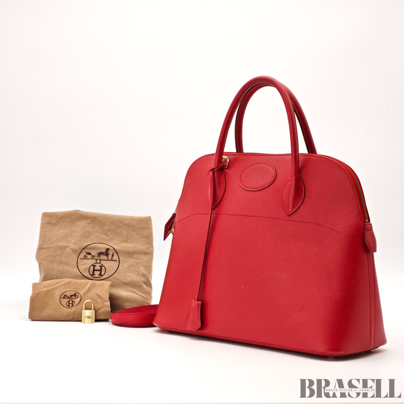 HERMES ハンドバッグ レッド　35 HERMES ボリード35 バッグ 2way ハンドバッグ ショルダーバッグ レッド