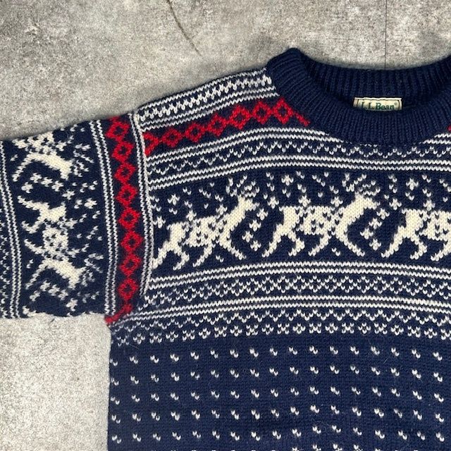 L.L.Bean エルエルビーン 80's ノルディック柄ニット ニット ネイビー