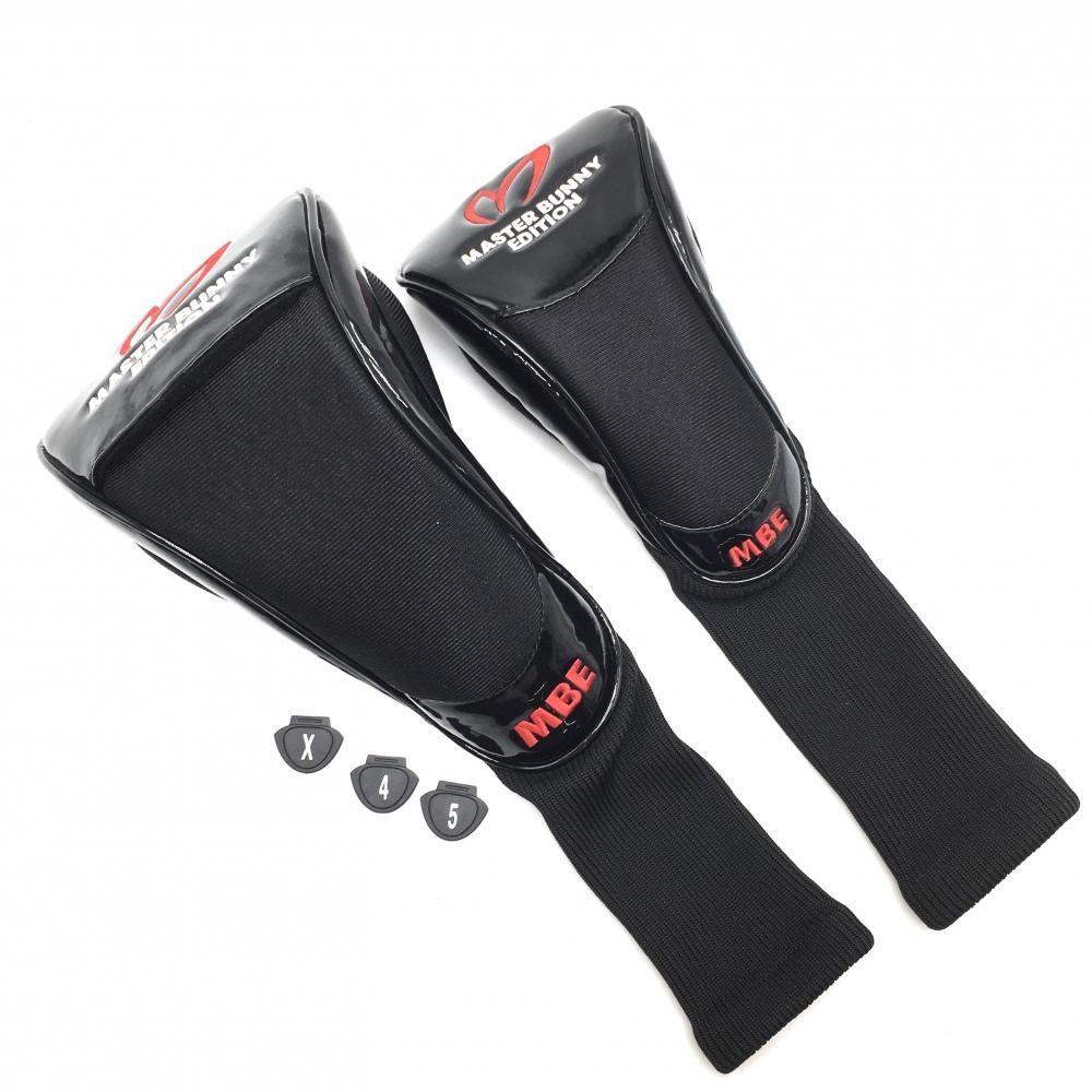 マスターバニー　2点 美品】マスターバニー ヘッドカバー2点セット(DR FW) 黒×レッド ロゴ