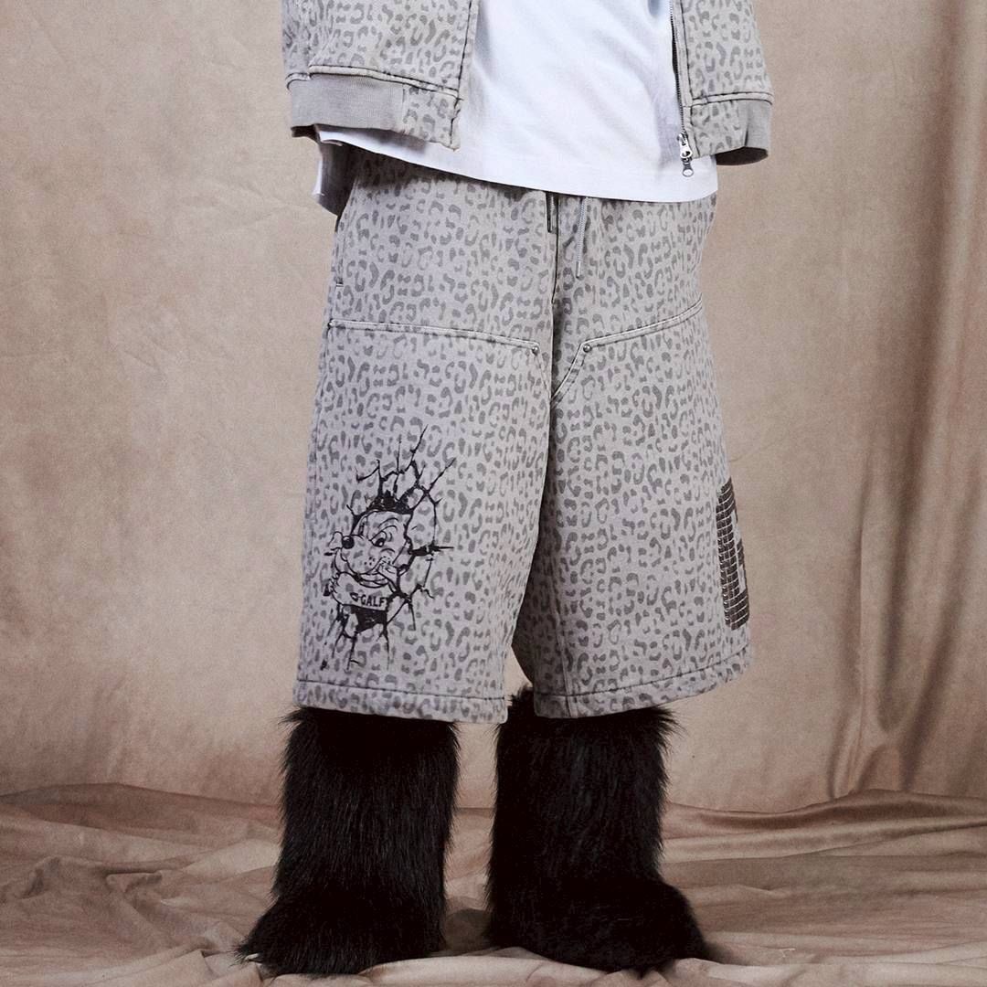 ☆【GALFY/ガルフィー ガチだりぃパンツ 裏毛豹柄ショートパンツ