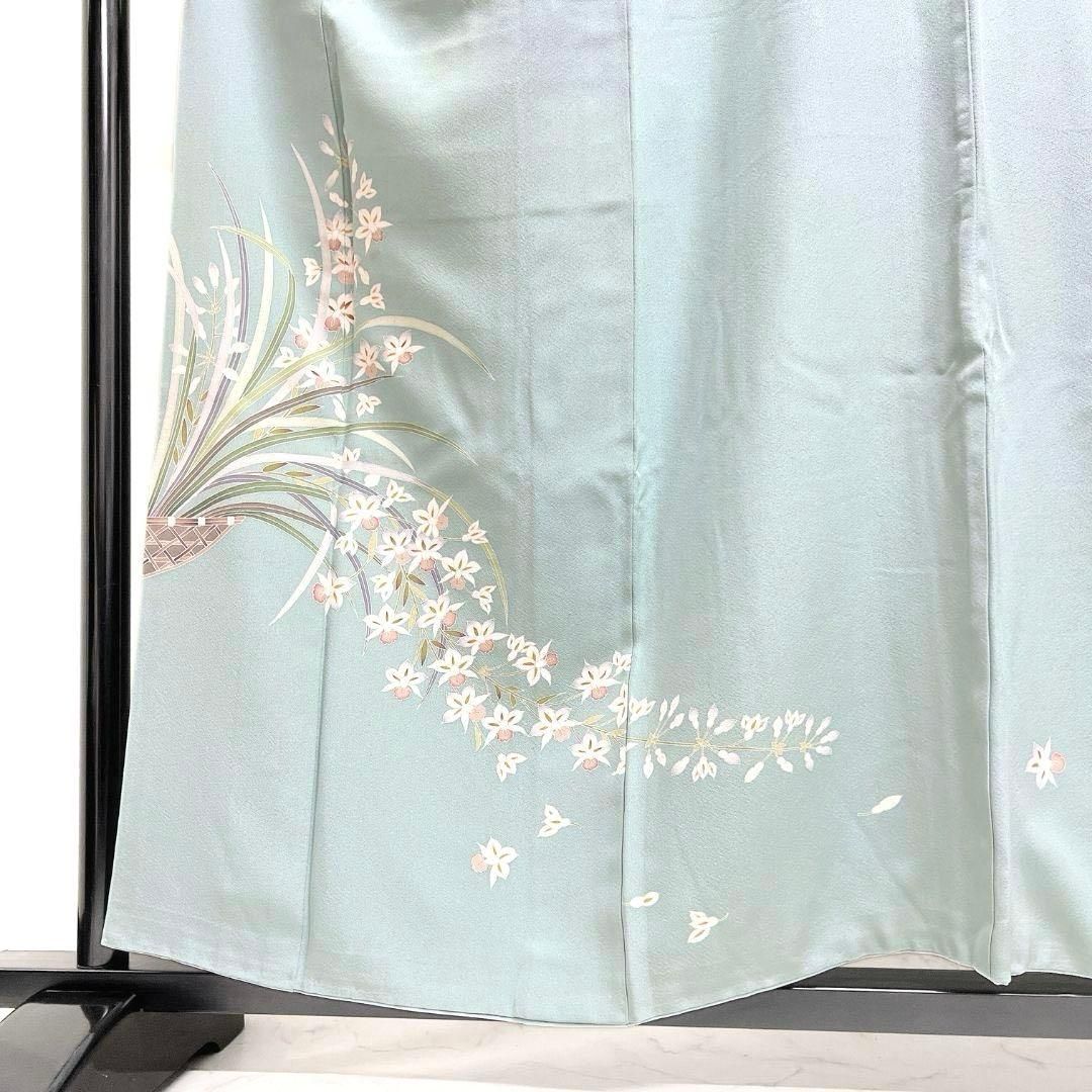 付け下げ　身丈160　裄66　作家もの　友禅　蘭の花　正絹　着物　031b p 付け下げ 身丈160 裄66 作家もの 友禅 蘭の花 正絹 着物 031b p - メルカリ