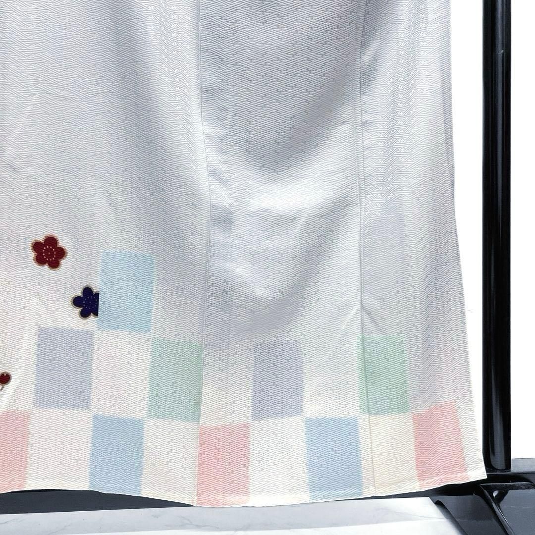 付け下げ 身丈161 裄65 単衣 市松 梅花 楓 正絹 着物 031b p - メルカリ