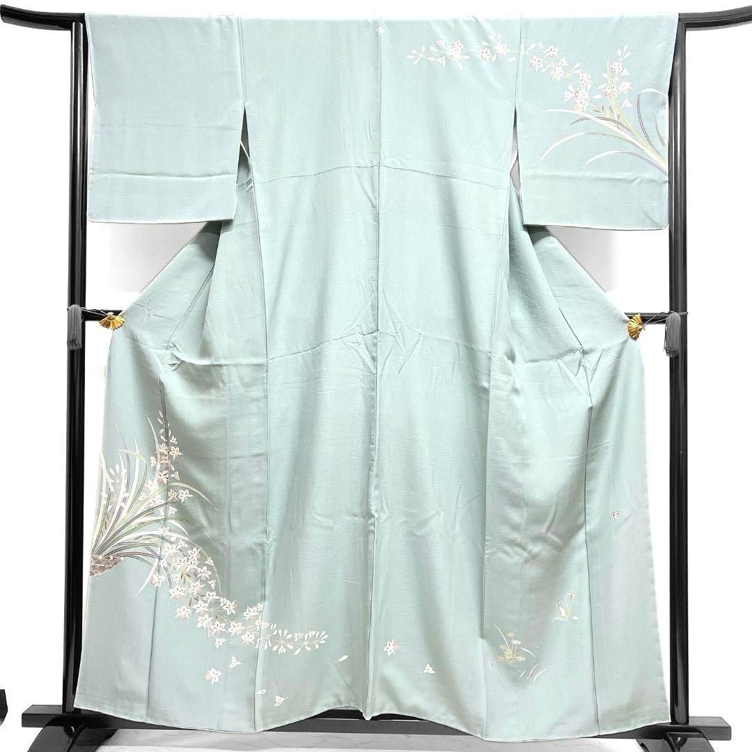 付け下げ 身丈160 裄66 作家もの 友禅 蘭の花 正絹 着物 031b p - メルカリ