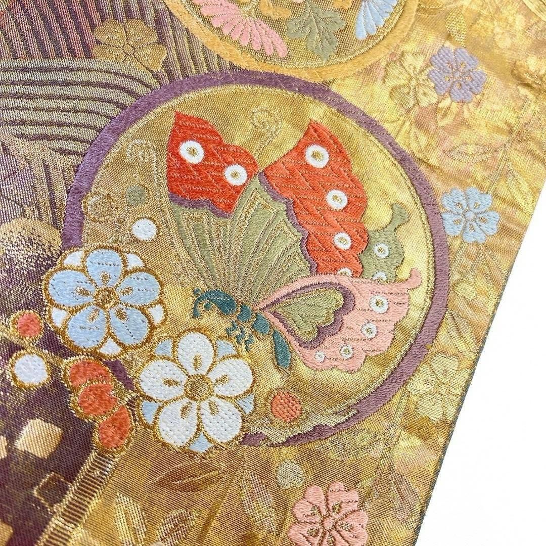 袋帯 蝶紋 花紋 桐の花 菊花 梅花 金糸 着物 031b p - メルカリ
