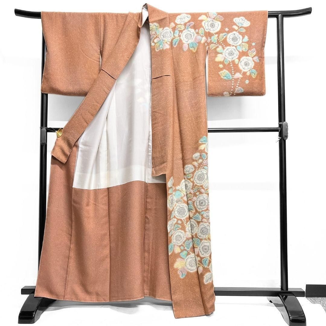 訪問着 身丈162 裄65 作家もの 辻ヶ花 たたき染 正絹 着物 032b p 