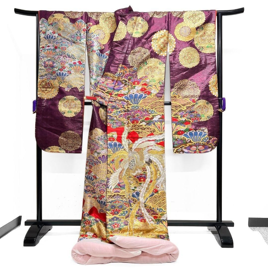 色打掛 打掛 唐織 鳳凰 華紋 鴛鴦 七宝 金糸 結婚式 着物 032b p 色打掛 打掛 唐織 鳳凰 華紋 鴛鴦 七宝 金糸 結婚式 着物 032b p