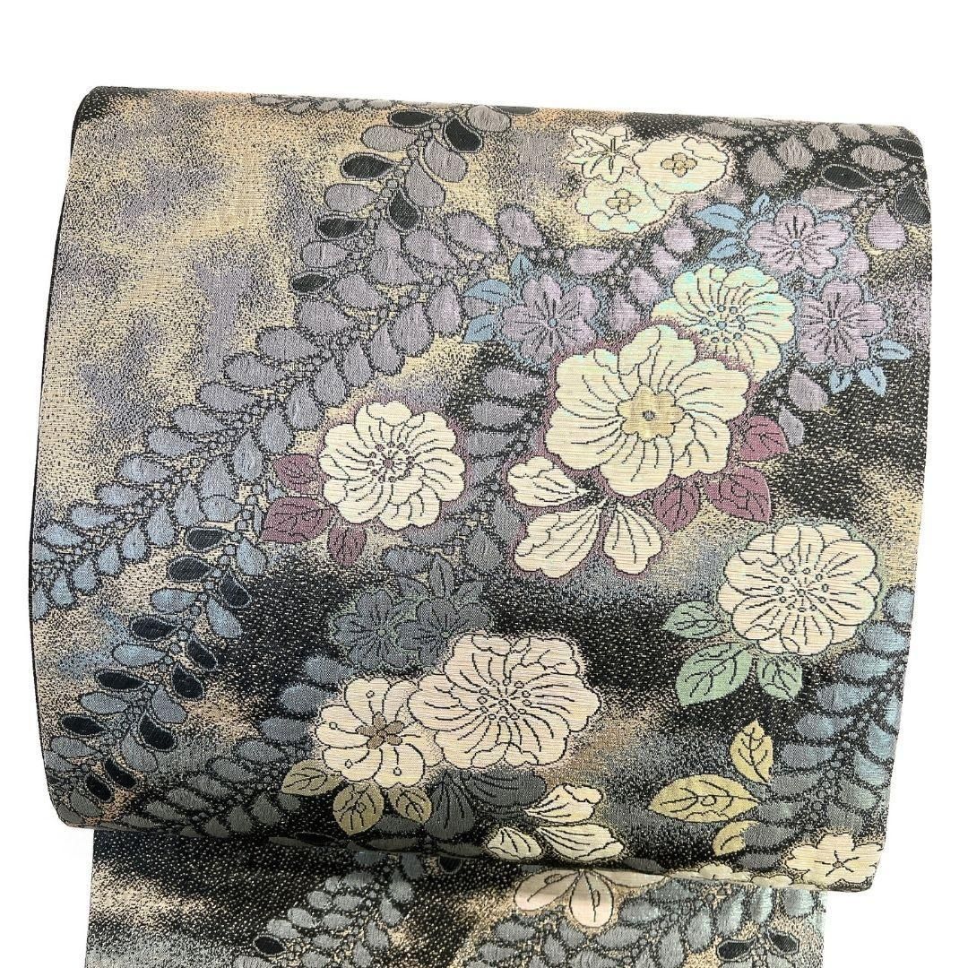 袋帯　辻ヶ花　金糸　銀糸　藤　竹　色紙散らし　着物　123b d ms 6df1a874a269aaeb82922b19c16965