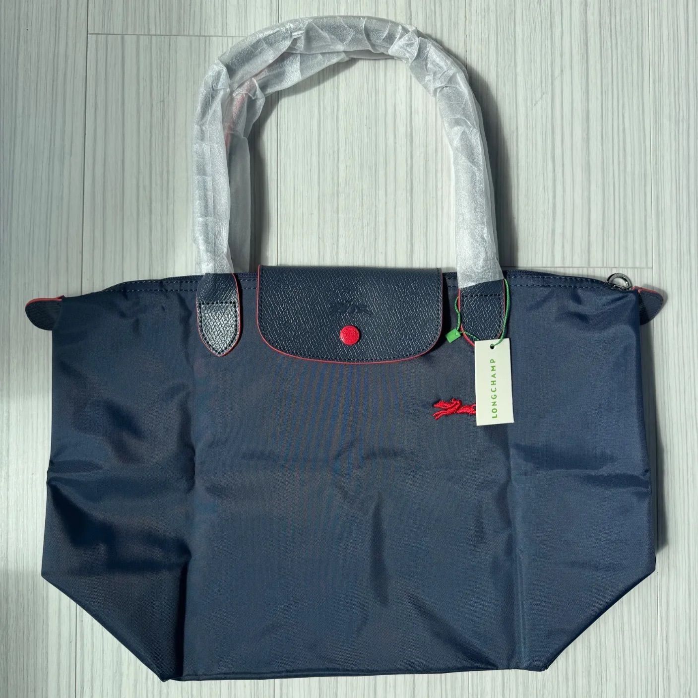 Longchamp ル プリアージュ ネイビー赤 Lサイズ ナイロン ショルダー 