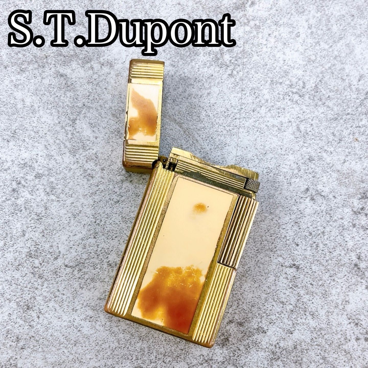 ジャンク品】ST・Dupont デュポン ヴィンテージ ガスライター ゴールド