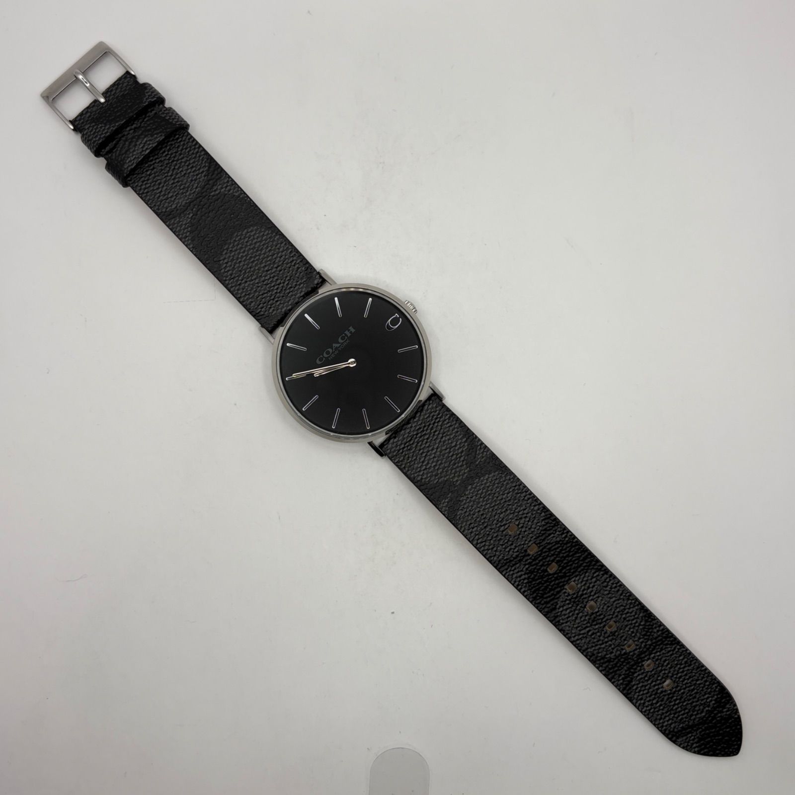 T818）美品 正常稼動 COACH コーチ Charles チャールズ BKシグネチャー 