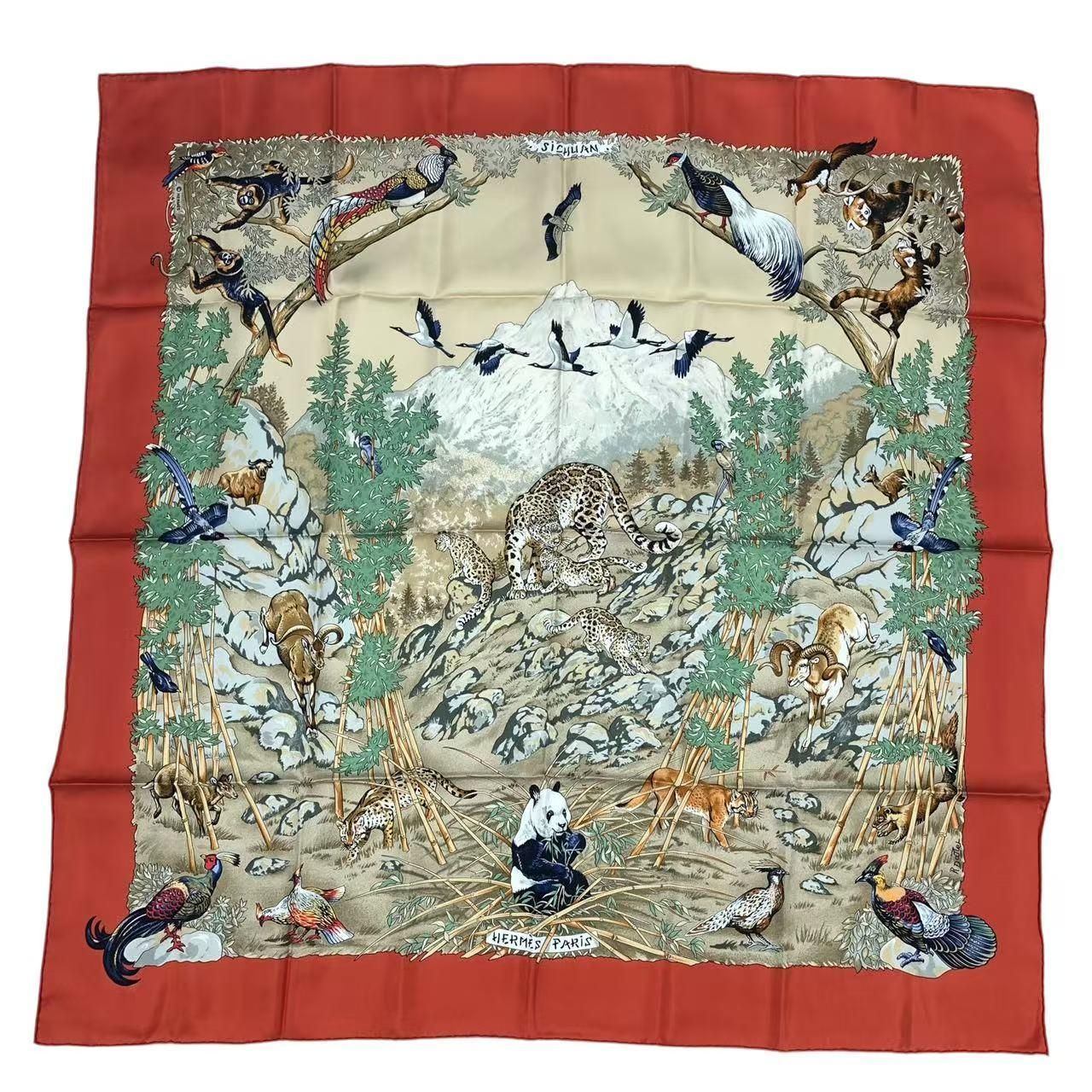 新品同様 HERMES エルメス スカーフ シルク カレ90 SICHUAN 四川省