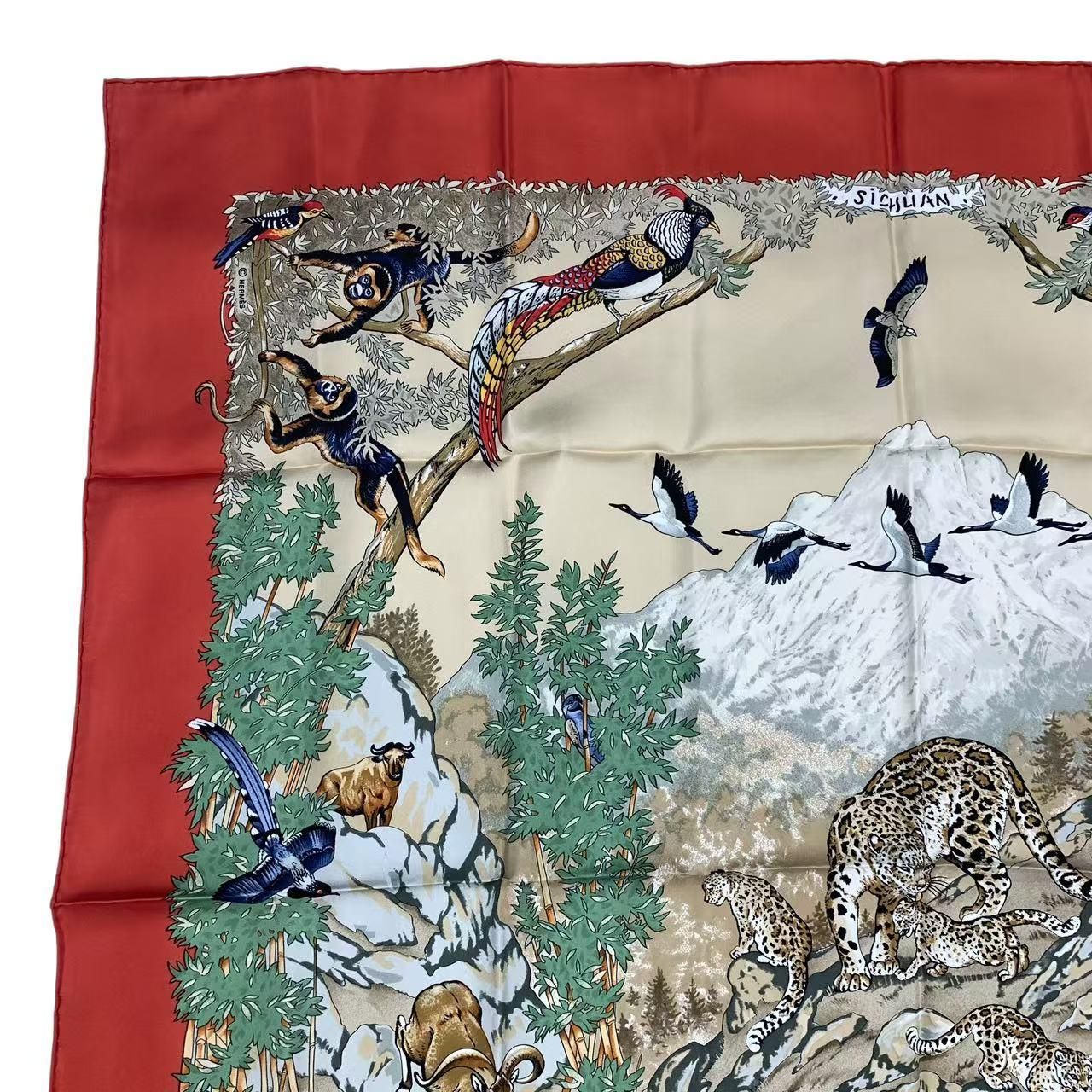 新品同様 HERMES エルメス スカーフ シルク カレ90 SICHUAN 四川省