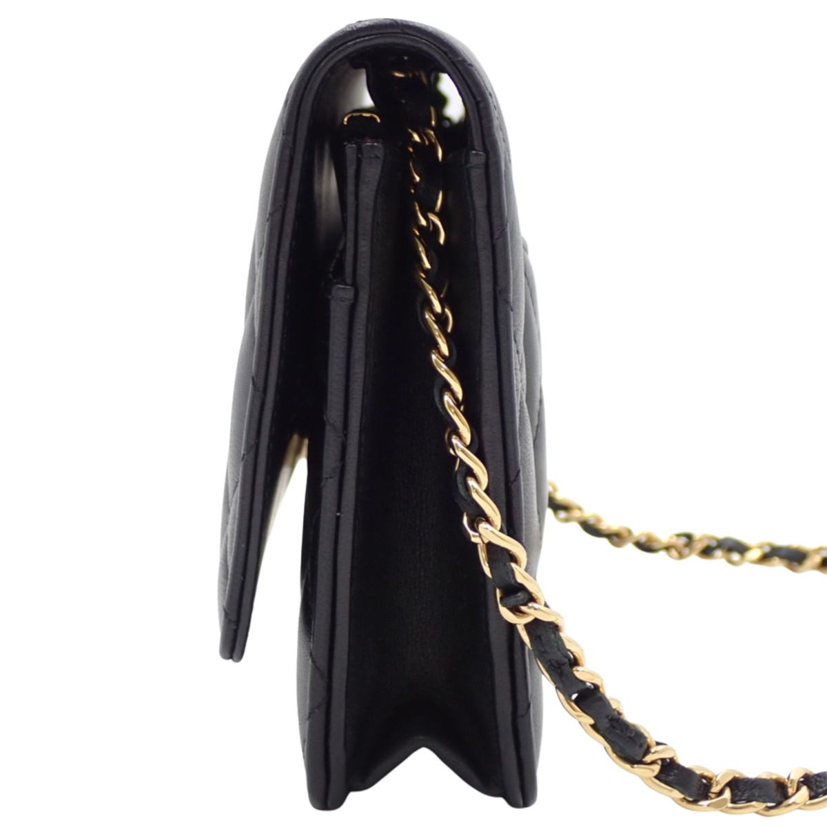 CHANEL(シャネル) マトラッセ ココマーク チェーンウォレット ショルダーバッグ 肩掛け 斜め掛け チェーンショルダー ラムスキン ブラック黒 ゴールド金具 レディース 40802188961【中古】【アラモード】 CHANEL(シャネル) マトラッセ ココマーク チェーンウォレット