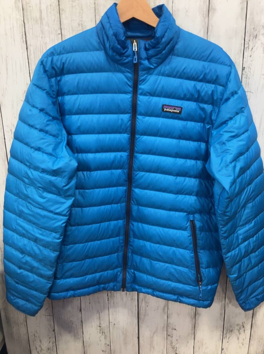Patagonia パタゴニア ダウンジャケット ブルー 使用感有 背面破れ有