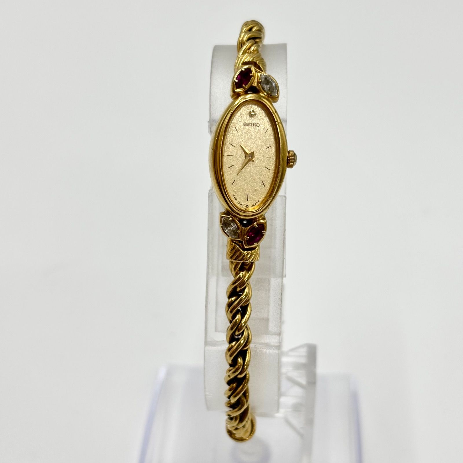 【美品】 SEIKO 腕時計 ブレスウォッチ ルビー ゴールド レディース 美品】SEIKO セイコー ブレスレットウォッチ 腕時計 ルビー 4P 石