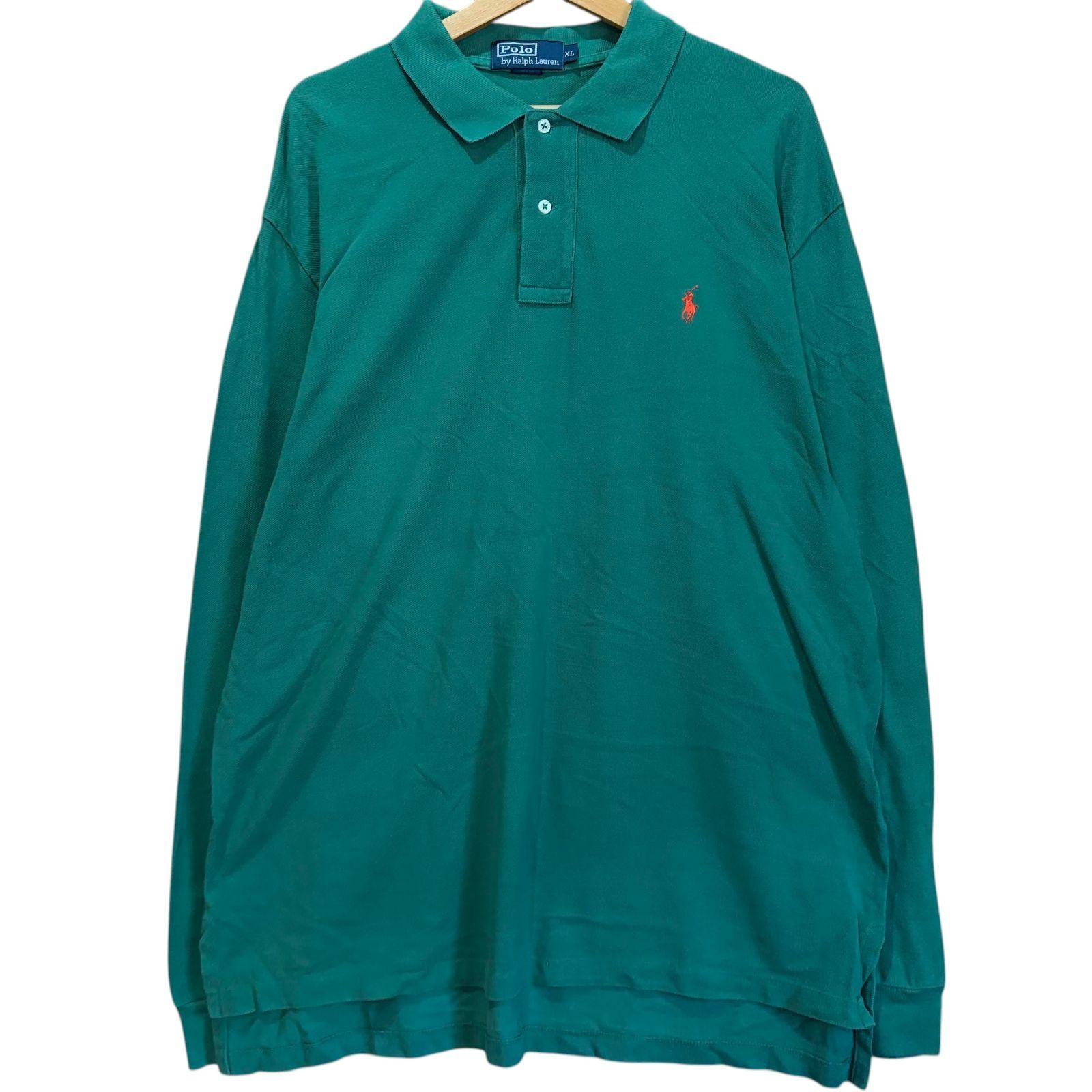 ポロラルフローレン 長袖 ポロシャツ グリーン XL 90s 香港製