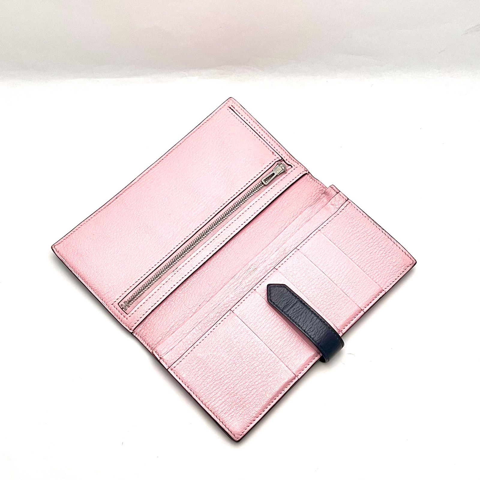 HERMES べアンスフレ　バイカラー　ネイビー　ピンク エルメス べアンスフレ ネイビー×ピンク バイカラー Hermes 財布 長