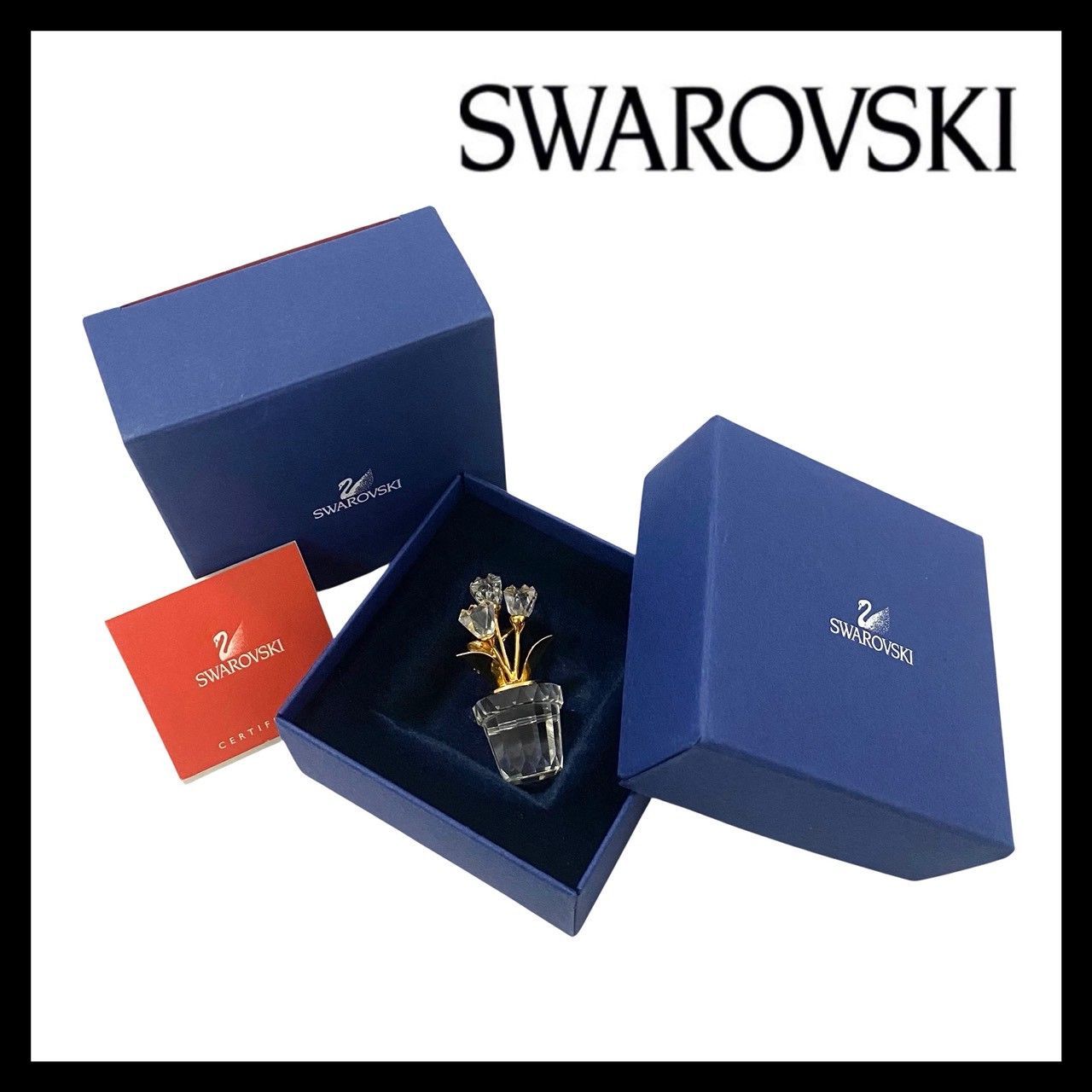 Swarovski　スワロフスキー置物 蘭　フラワーポット SWAROVSKI】フラワーポット 花 植木鉢 クリスタル ゴールド/金カラー