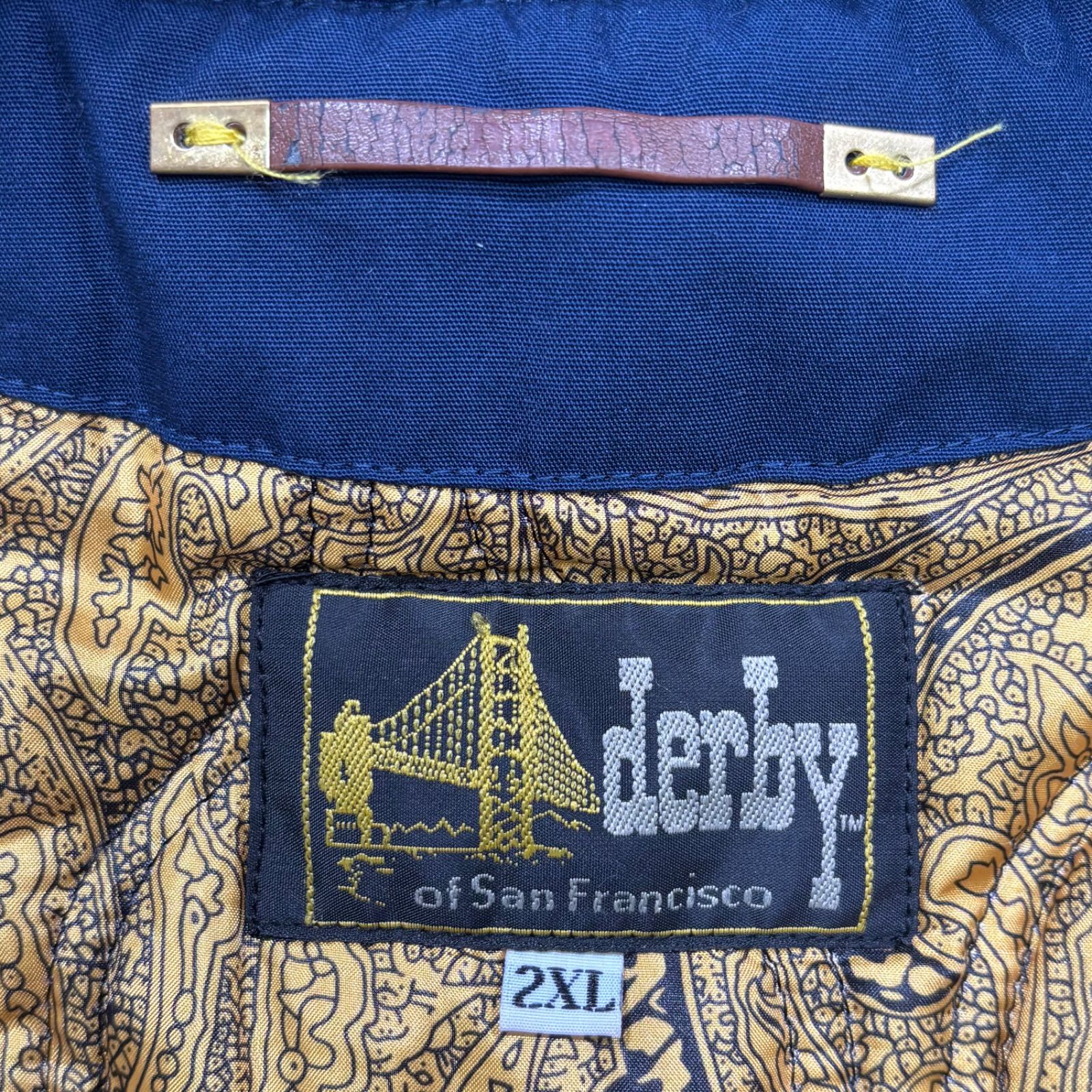 美品 Derby Of San Francisco Derby Jacket Navy Gold 2XL ダービー 