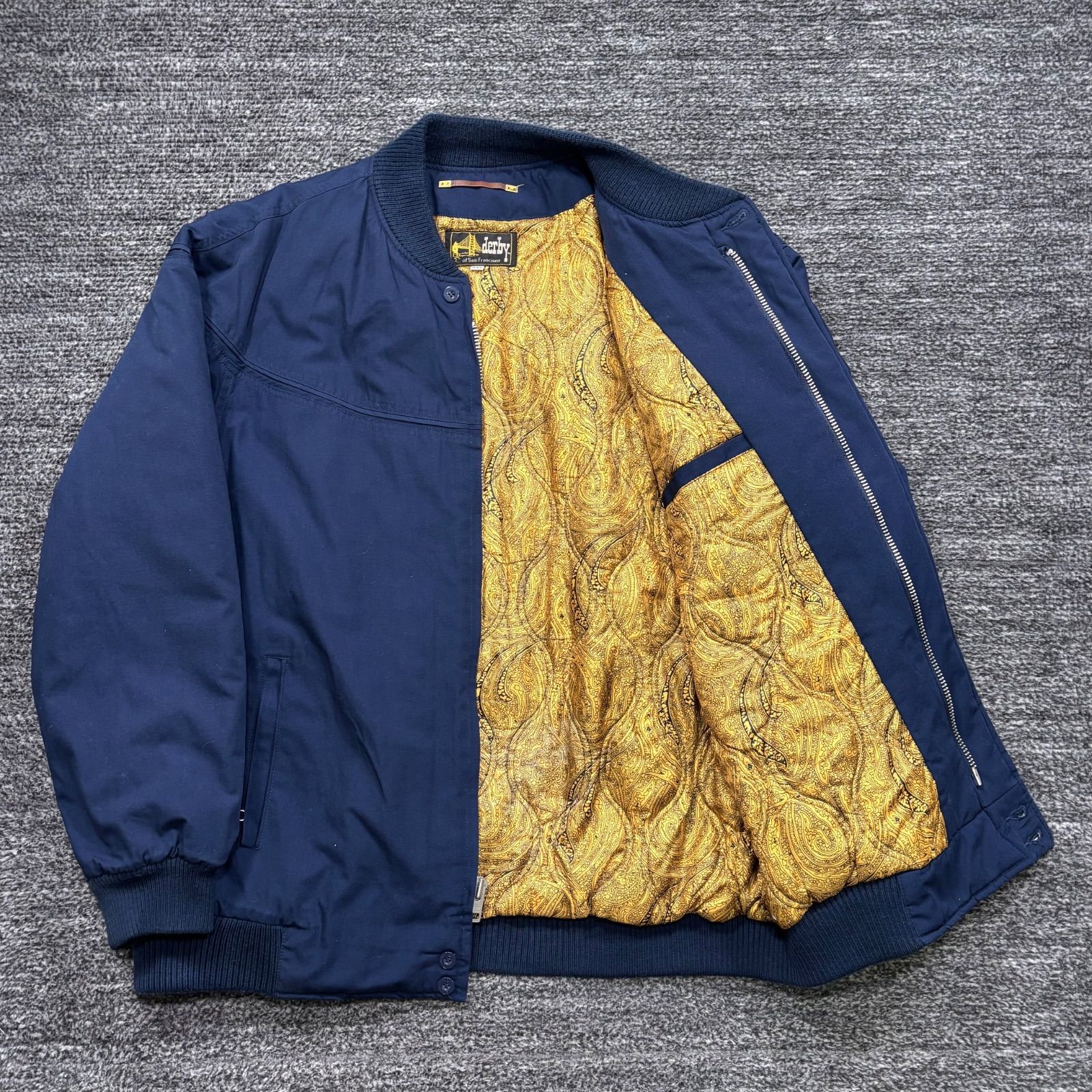 美品 Derby Of San Francisco Derby Jacket Navy Gold 2XL ダービー 