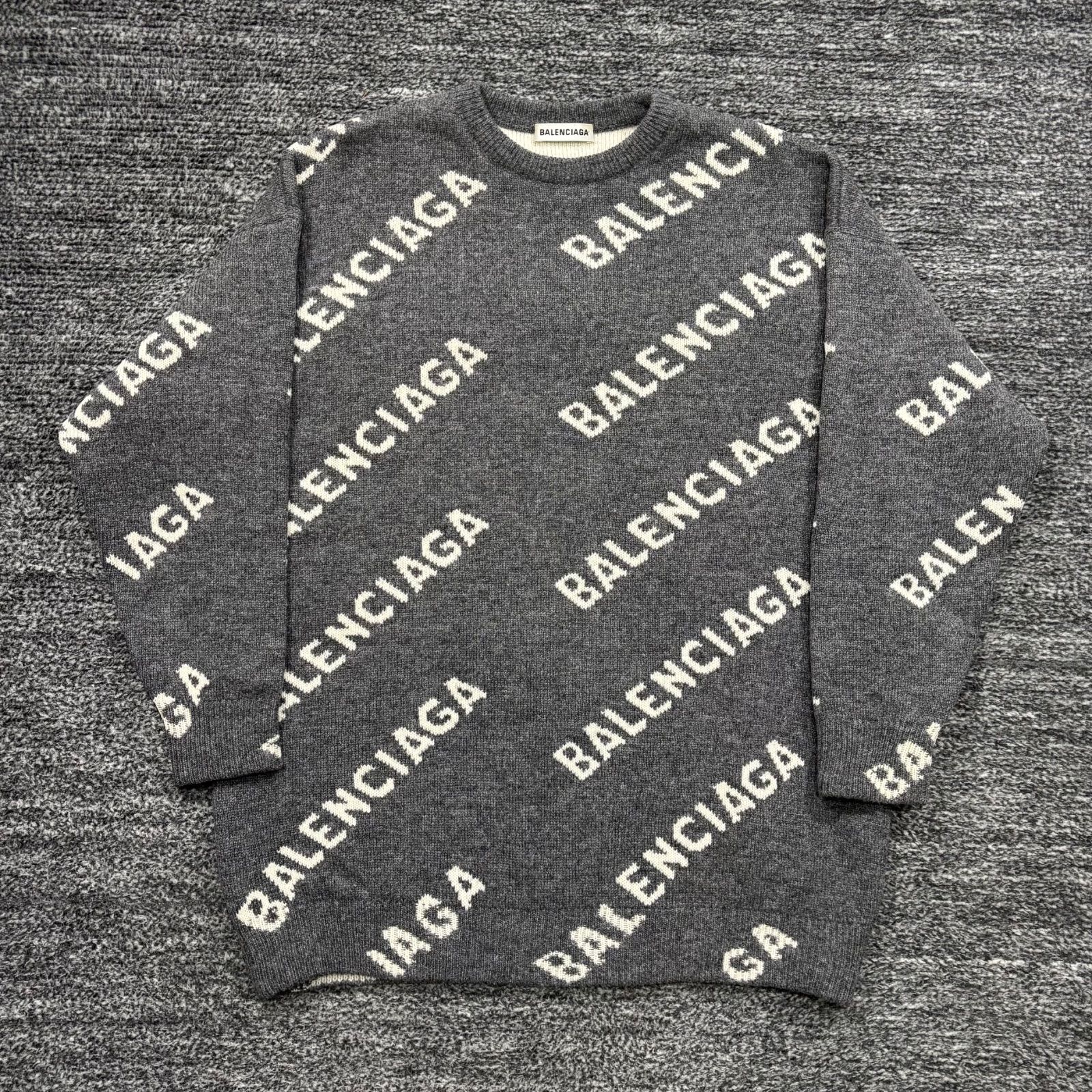 BALENCIAGA ALL OVER LOGO KNIT GREY XS バレンシアガ オールオーバー 