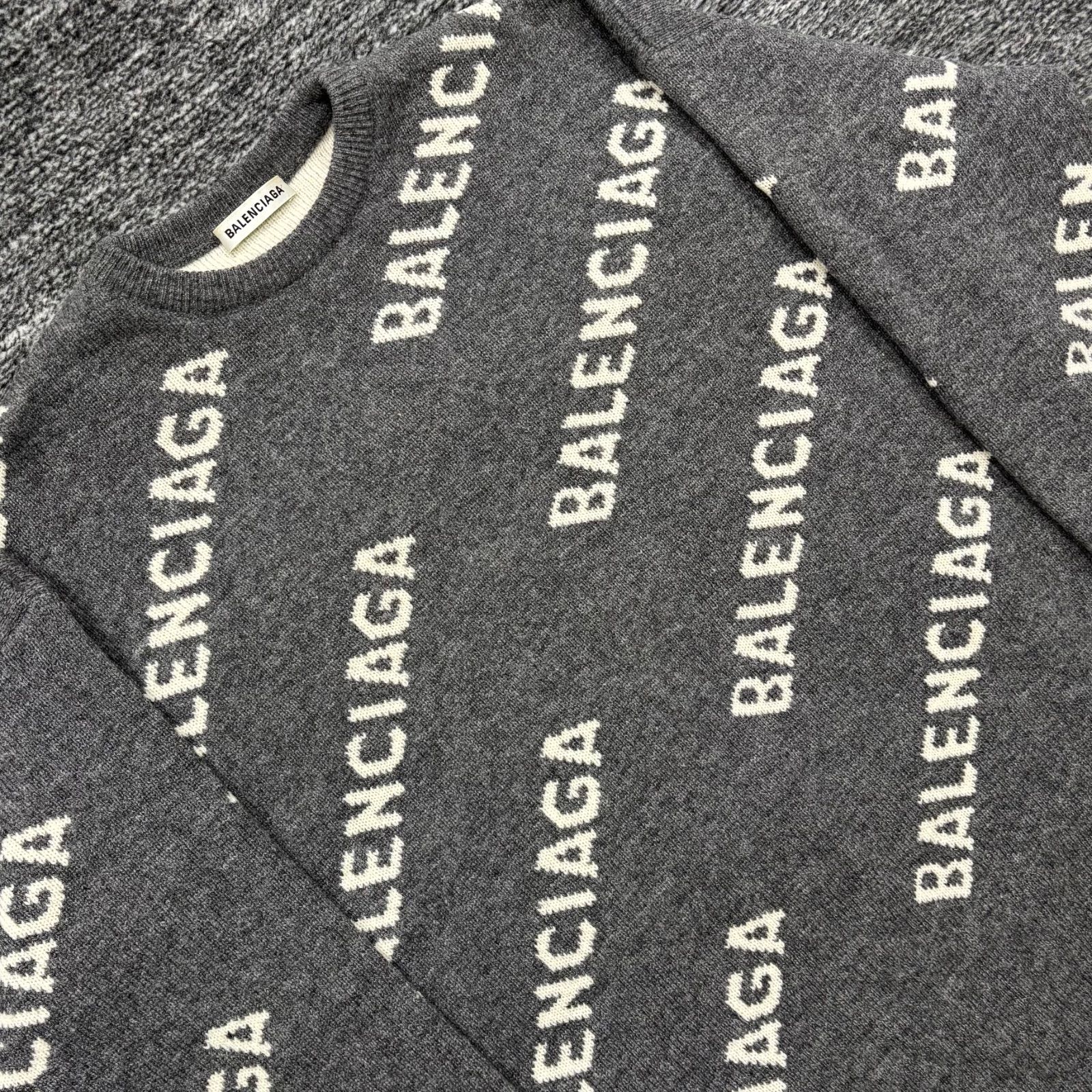 BALENCIAGA ALL OVER LOGO KNIT GREY XS バレンシアガ オールオーバー 