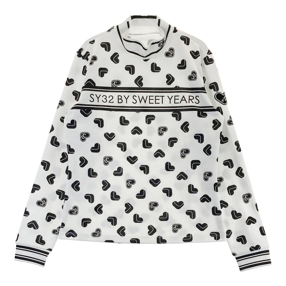 サイズ：M SY32 BY SWEET YEARS GOLF エスワイサーティトゥ 2025年モデル ハイネック 長袖Tシャツ ハート柄 ホワイト系 [240101661604] ゴルフウェア レディース ストスト サイズ：M SY32 BY SWEET YEARS GOLF エスワイサーティトゥ 2025年