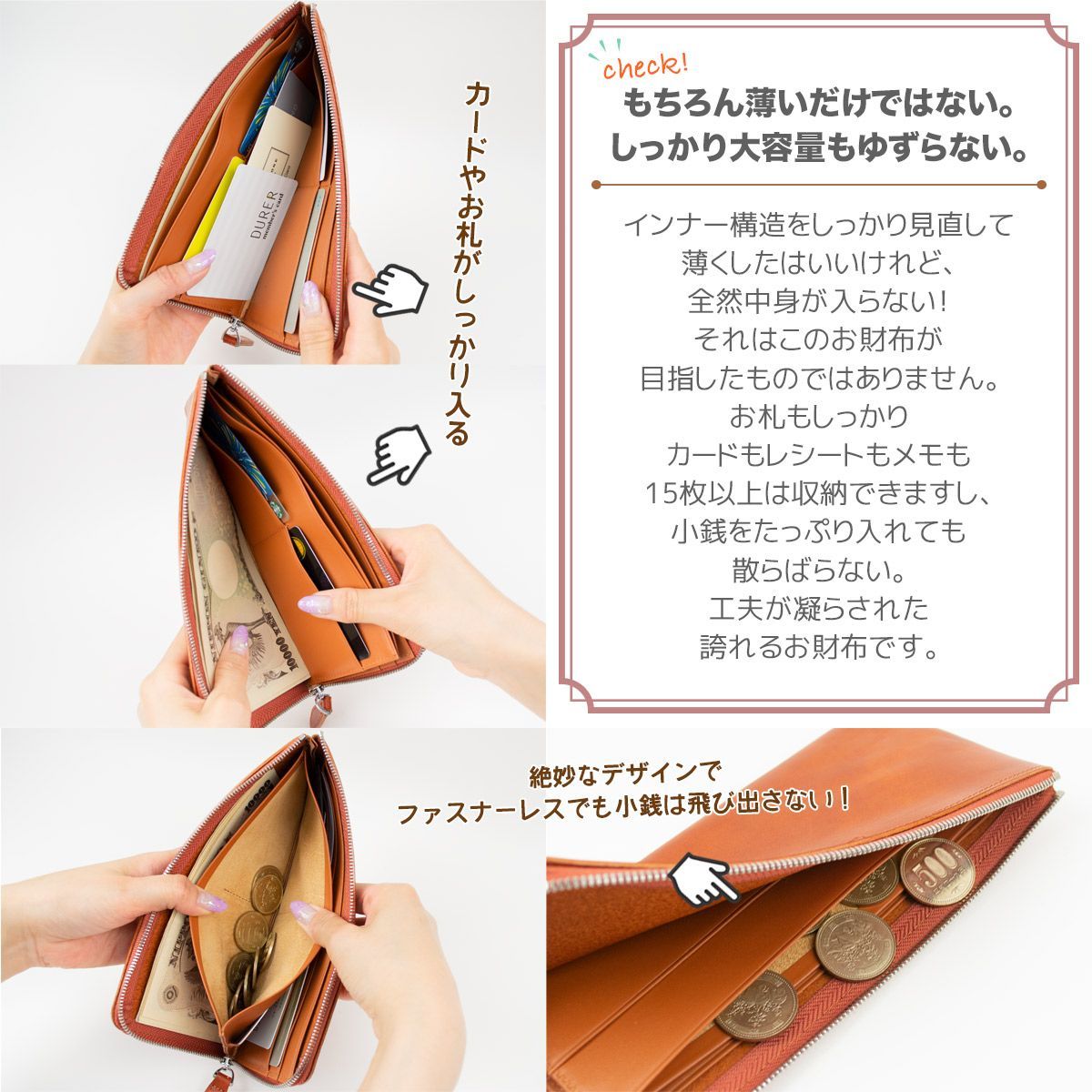 長財布 本革 L字ラウンドファスナー イタリアンレザー 薄型 ウォレット 