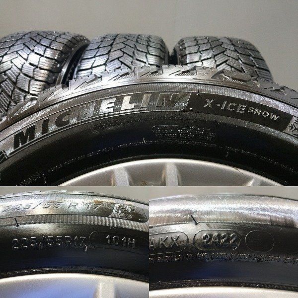 【MICHELIN X-ICE  225/55R17】スタッドレス【 5シリーズ 純正ホイール 17インチ 8J5HPCD120+30】22年 バリ溝 F10/F11/F34等 KTL690 MICHELIN X-ICE SNOW 225/55R17】スタッドレス【BMW 5シリーズ 純正