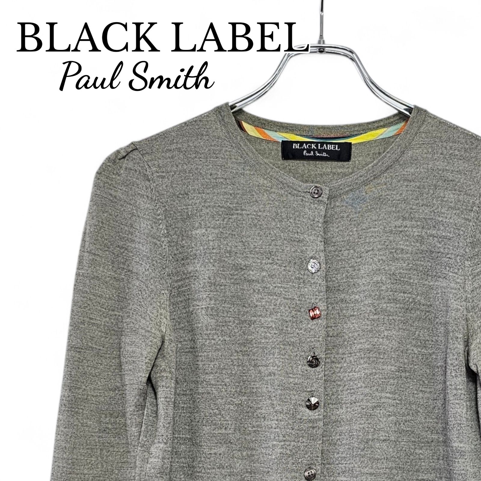 Paul R. Smith Label Paul Smith BLACK LABEL レディース ウールカーディガン M グレー マルチボタン クルーネック 長袖 オンワード樫山 ...
