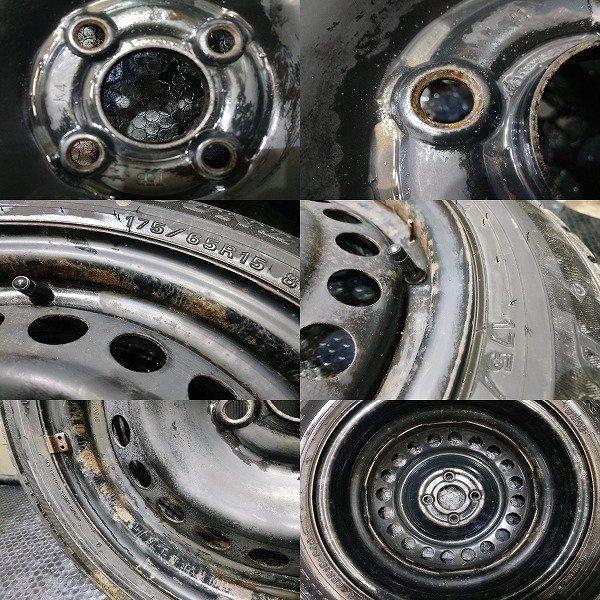 タイヤ走行短め【DUNLOP WM02 175/65R15】スタッドレス【スチールホイール 15インチ 6J4HPCD100】ハブ径56mm 22年製　(KTM659) タイヤ走行短め【DUNLOP WM02 175/65R15】スタッドレス【スチール