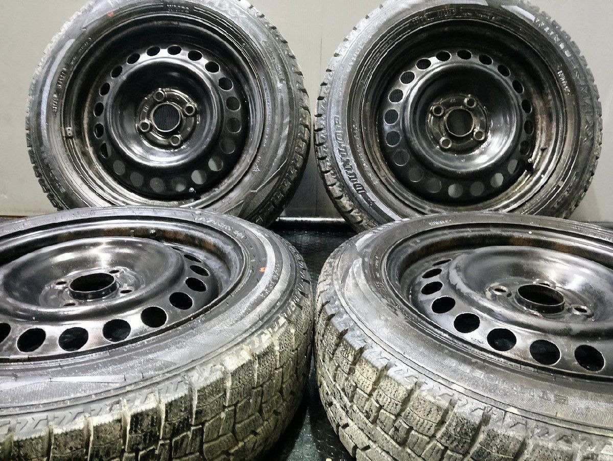 タイヤ走行短め【DUNLOP WM02 175/65R15】スタッドレス【スチールホイール 15インチ 6J4HPCD100】ハブ径56mm 22年製　(KTM659) タイヤ走行短め【DUNLOP WM02 175/65R15】スタッドレス【スチール