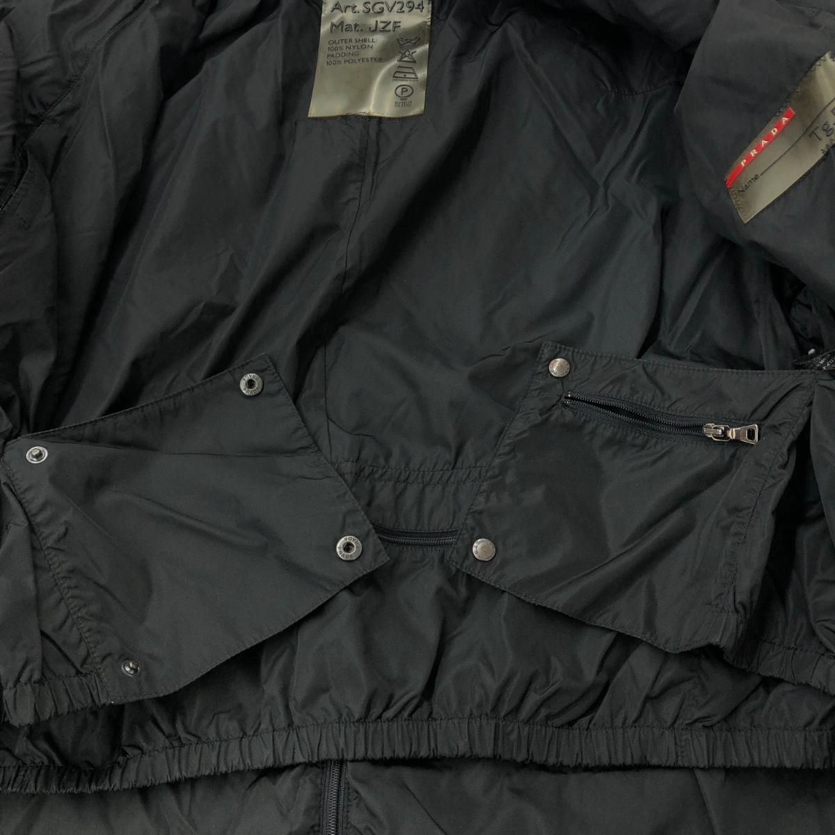 PRADA SPORTS プラダスポーツ パデッドロングコート サイズ:52 ナイロン/アーカイブ/中綿ロングコート SGV294   ブラック メンズ / 241007003395 PRADA SPORTS プラダスポーツ パデッドロングコート サイズ:52