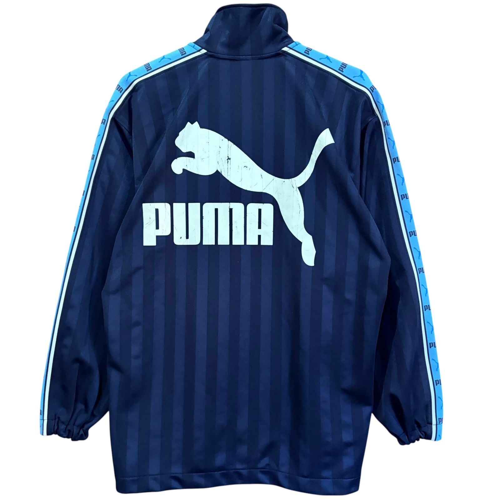 90s PUMA プーマ トラックジャケット ジャージ 紺×水色 ビッグロゴ 